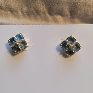 Kendra Scott Blue and Gold Floral Earrings